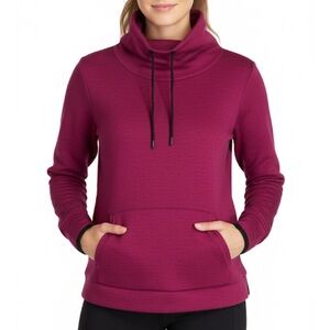 CHAMPION Cowl Neck Pullover Sweatshirt, Kangaroo Pockets, Women’s L, Magenta